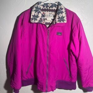 Vintage LL Bean Warm Up Jacket Fleece Lined Zip made in America